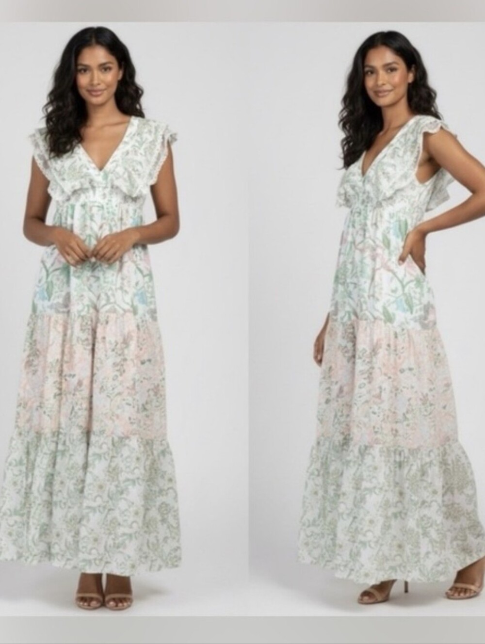 House Of Harlow 1960 X Revolve Floral Tiered Maxi Dress Size Large